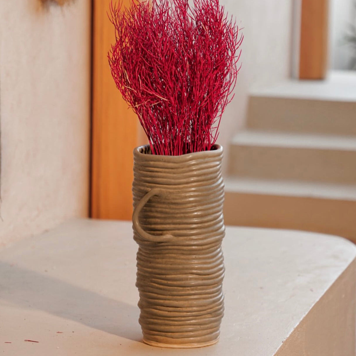 Decorative ceramic coiled vase