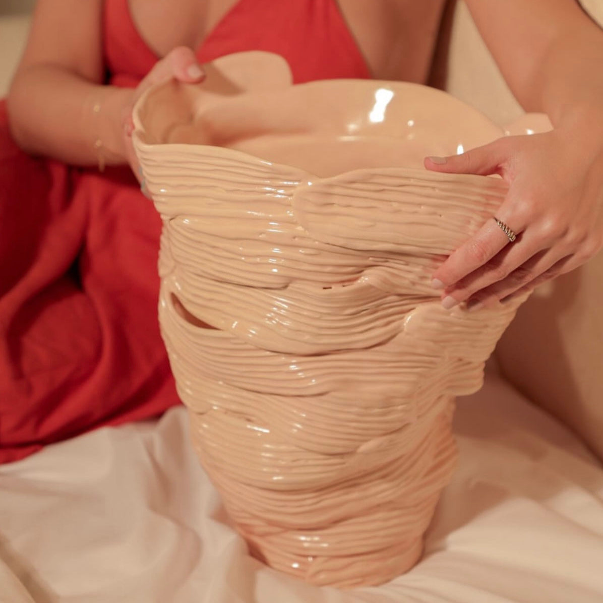 Beige pink-ish ceramic vase