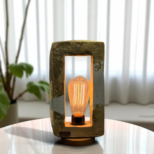Decorative table lamp with a vintage-style light bulb