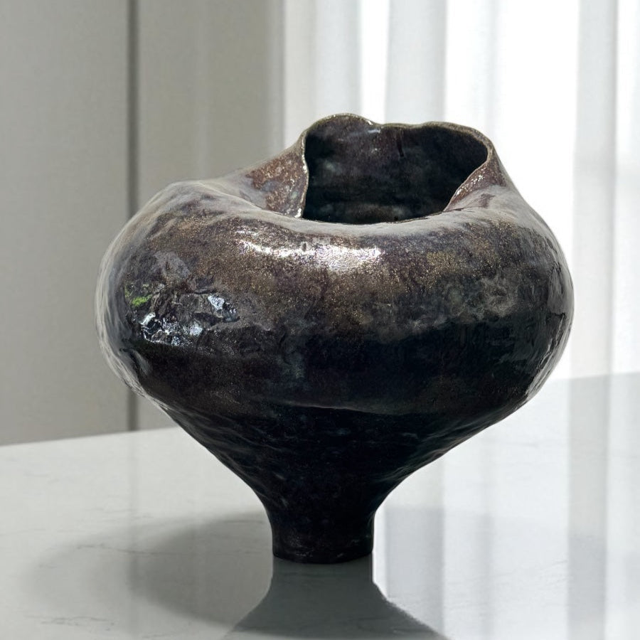 Black ceramic vase