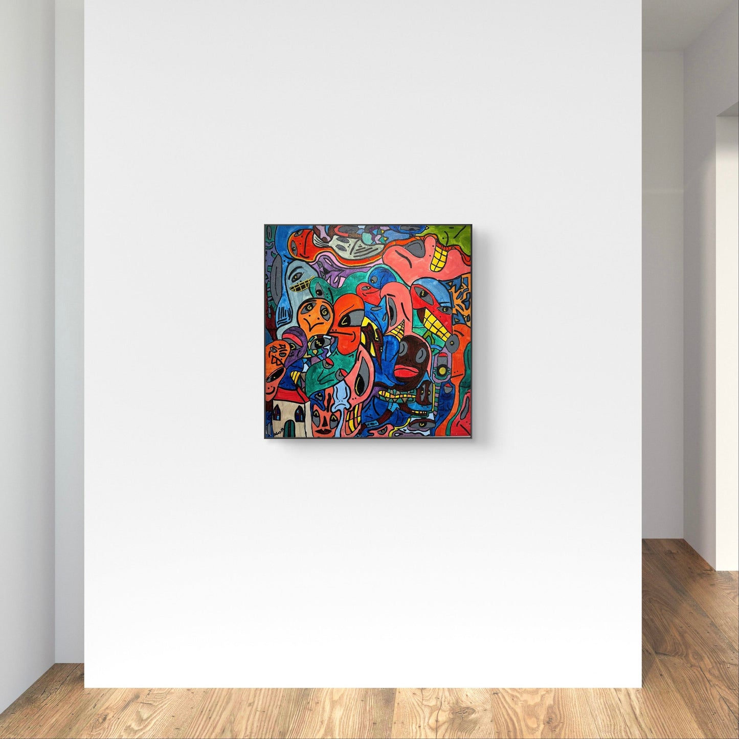 Colorful abstract artwork with various shapes and patterns
