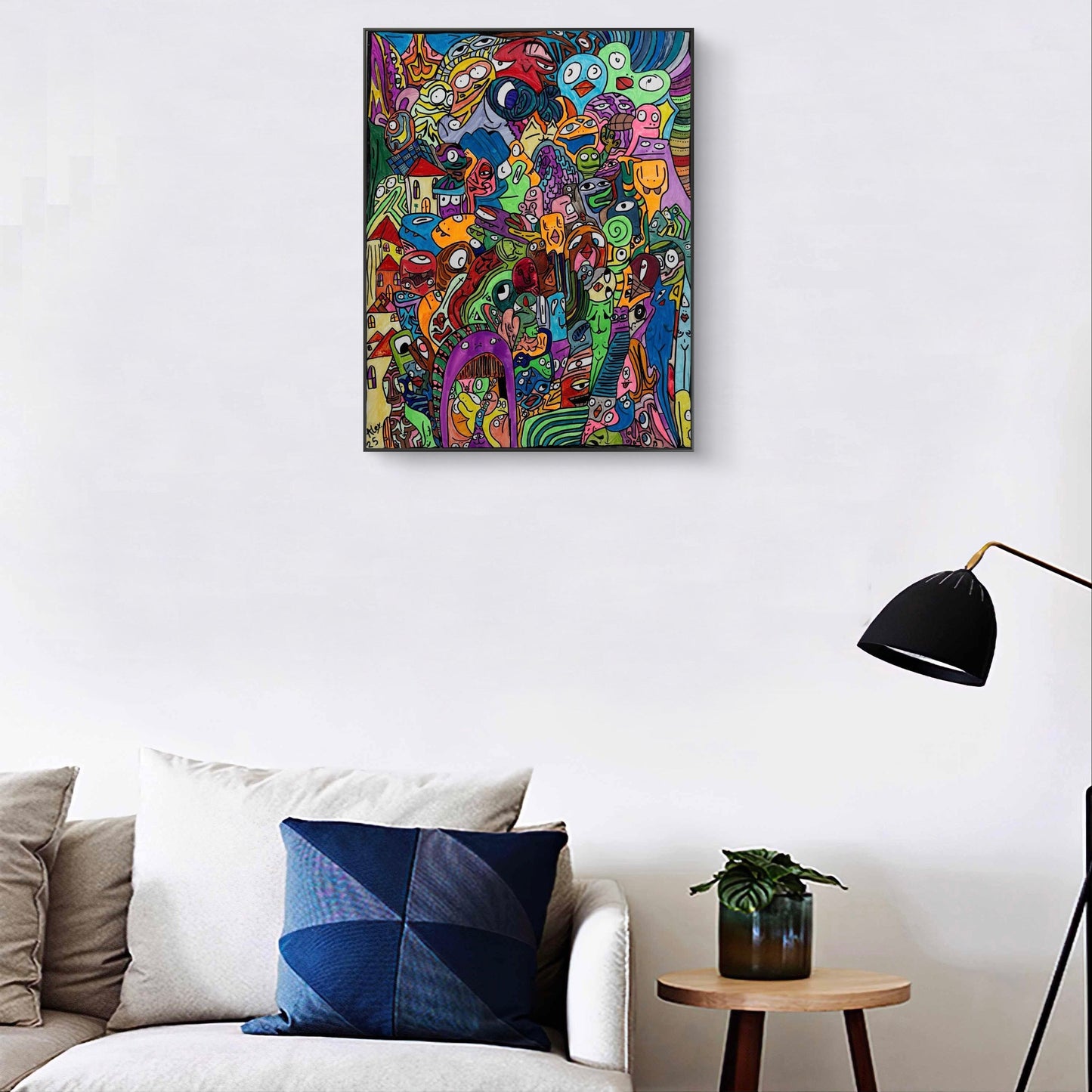 Colorful abstract artwork with various shapes and patterns