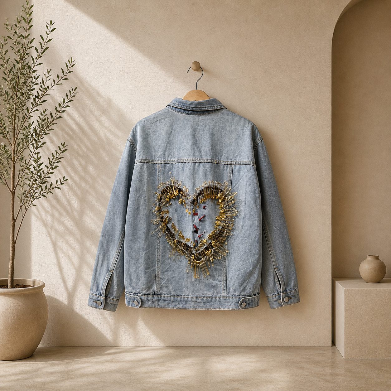 Hand painted "Heart" denim jacket