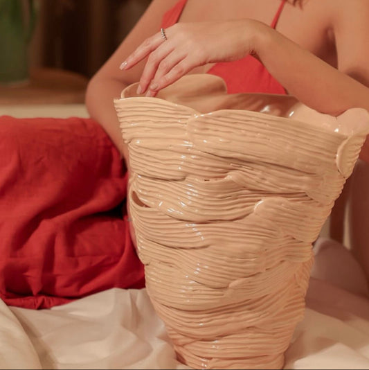 Beige pink-ish ceramic vase 