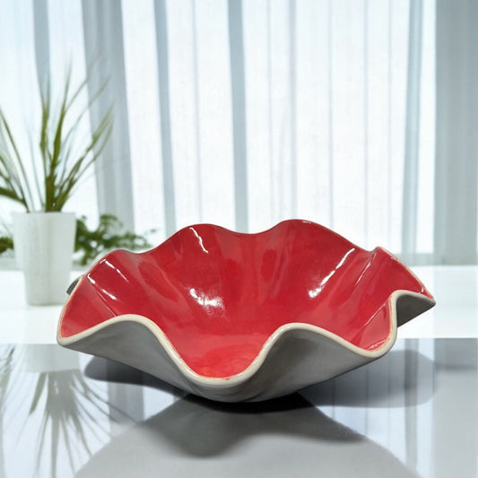 Red shell-shaped bowl