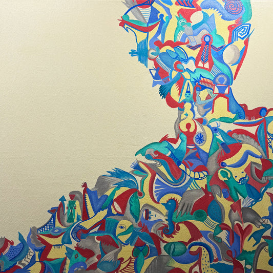 Colorful abstract art on a beige background