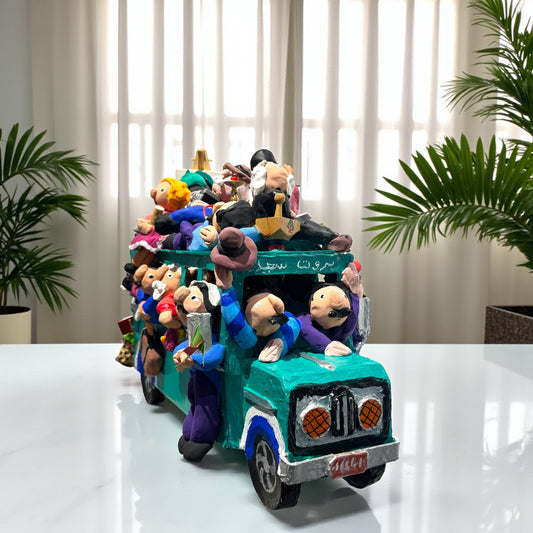 Paper mache Bus green 2