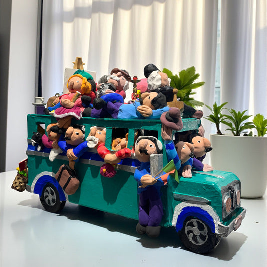 Paper mache Bus green 2